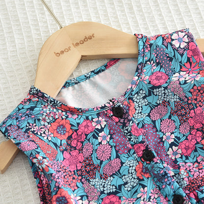 Girls' Floral Printing Top+Trousers Set