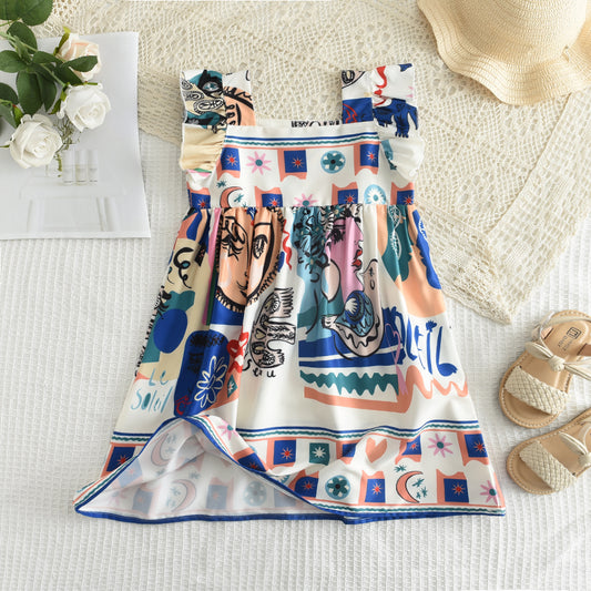 Girls' Interesting Printing Casual Dress