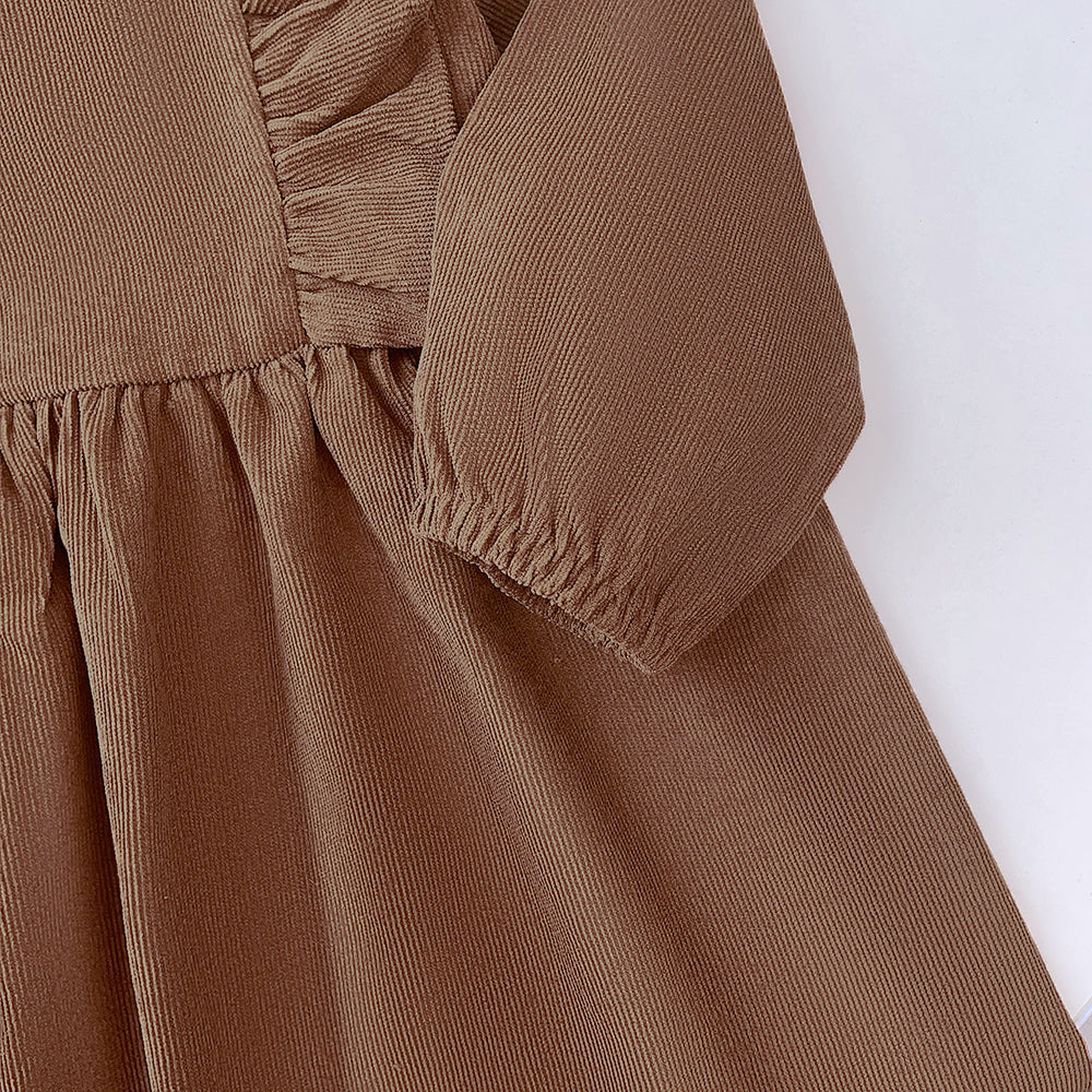 Girls' Ruffle Long Sleeve Casual Dress