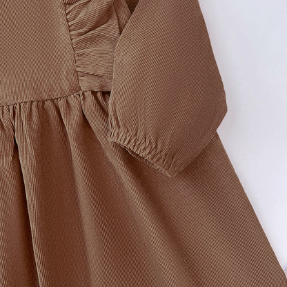 Girls' Ruffle Long Sleeve Casual Dress