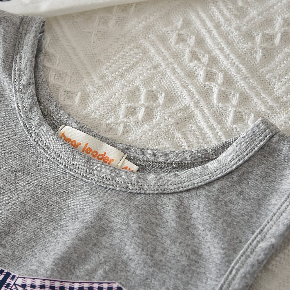 Cartoon Bow Prints Lace Vest+Plaid Pants 2pcs Girls' Set