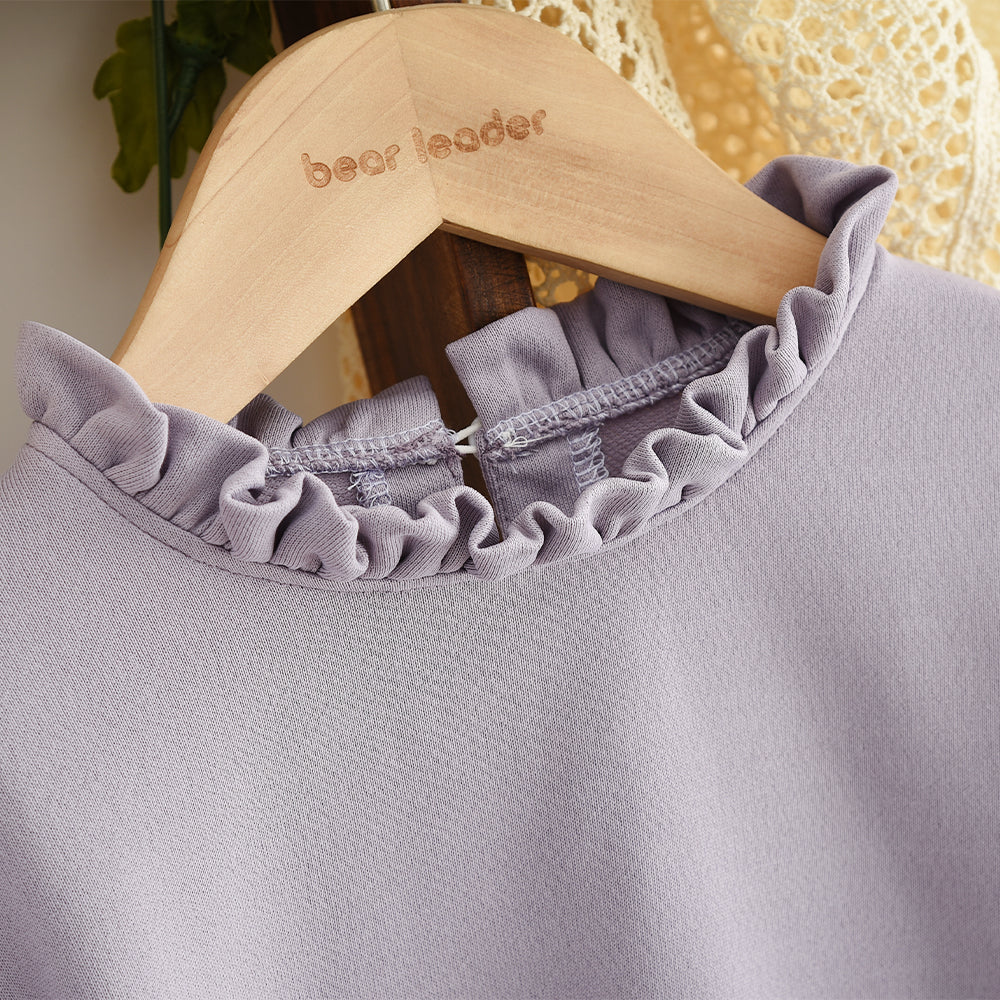 Girls' Ruffle Top+Wide Leg Trousers Lace Set