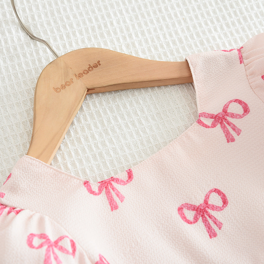 Girls' Bow-knot Printing Princess Dress