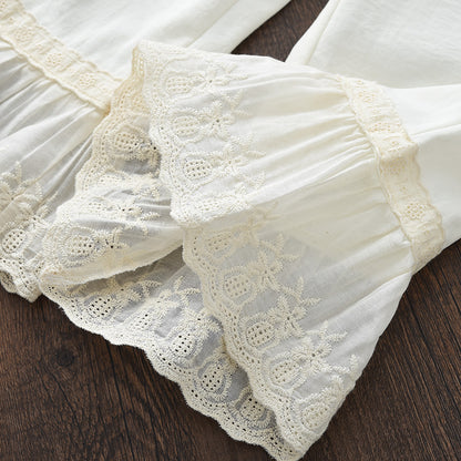 Girls' Bow-knot Lace Top+Trousers Princess Set