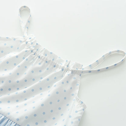 Girls' Print Patchwork Dress Adjustable Shoulder Strap Sundress