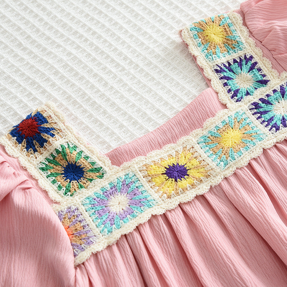 Girls' Ethnic Style Embroidery Casual Set