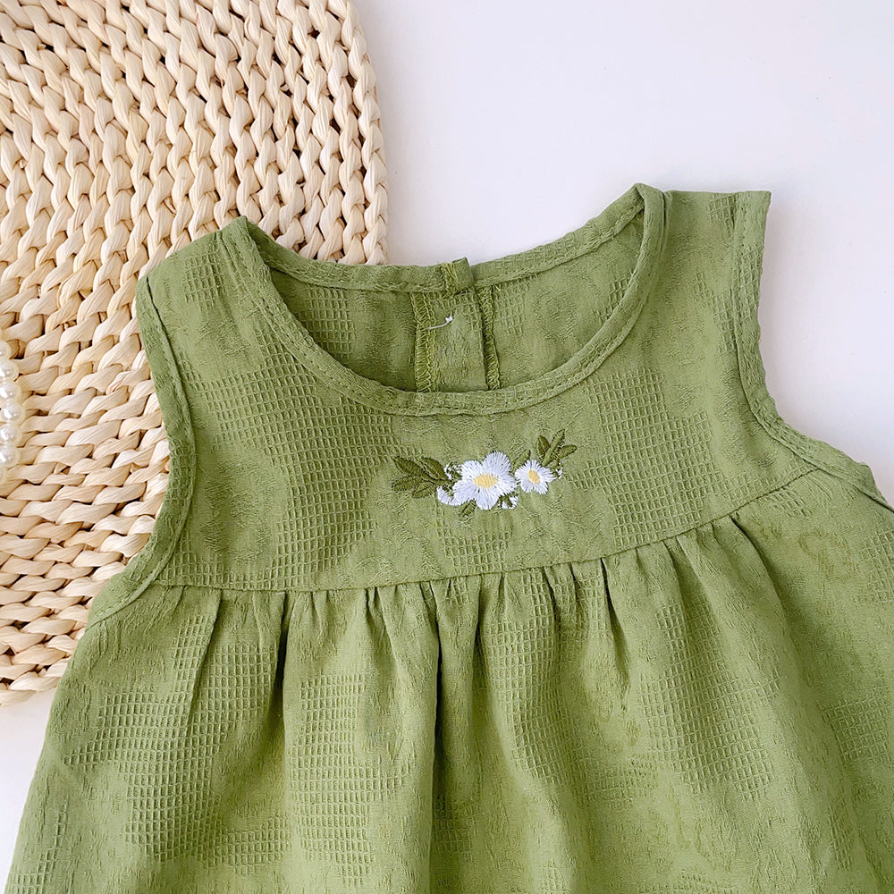 Girls' Floral Embroidery Cotton Dress