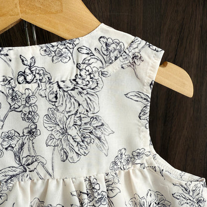 Girls' Ethnic Floral Printing Vintage Dress