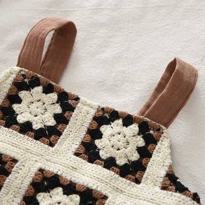 Knitting Patchwork Sun-top+Pants 100% Cotton Baby Girls' Vacation Set