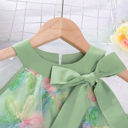 Girls' Multicolored Flowers Mesh Dress