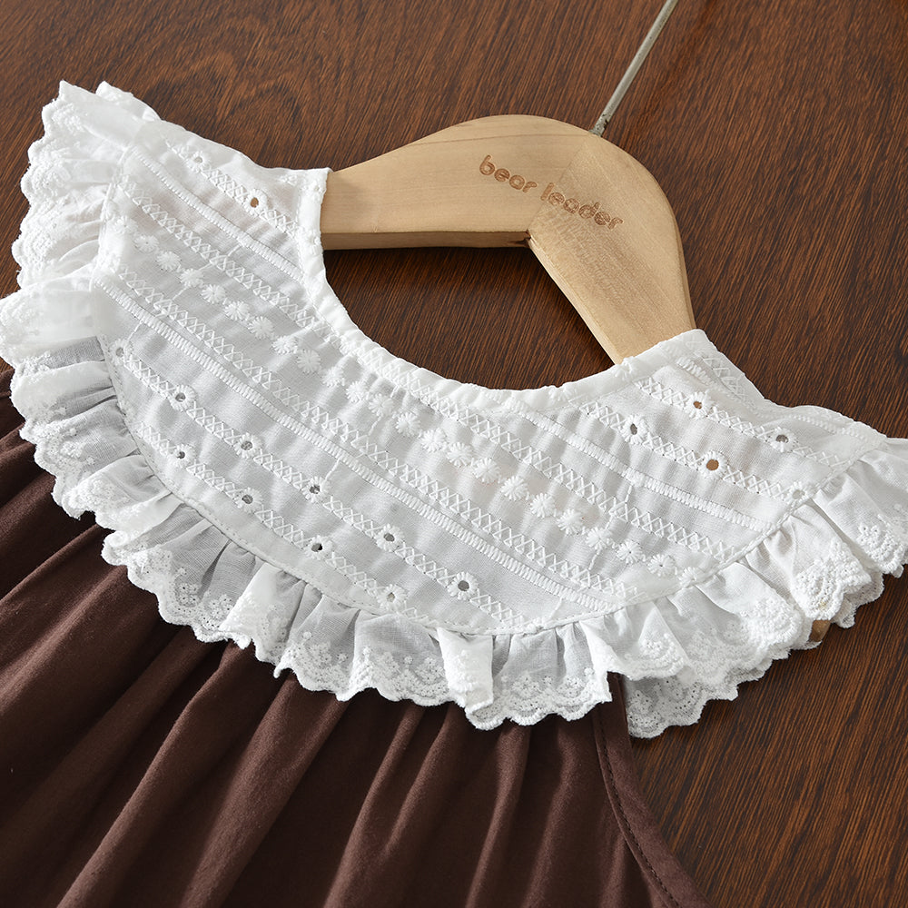 Big Collar Sleeveless Shirt+Hollow-Out Pants Kid Girls' Summer Set