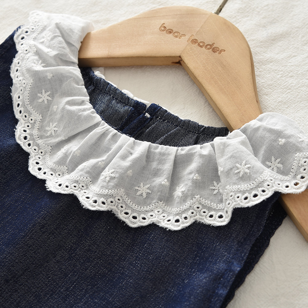 Lace Sleeveless Shirt+Trousers 2pcs Girls' Fashion Set