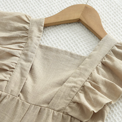 Girls' Jumpsuits 100% Cotton Ruffle Rompers Outfit