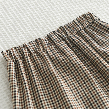 Girls' Elastic T-shirt+Pleated Skirt Vintage Set