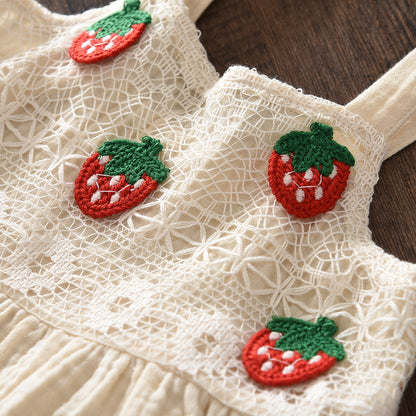 Strawberry Lace Sun-top Comfy Trousers 100% Cotton Girls' Set
