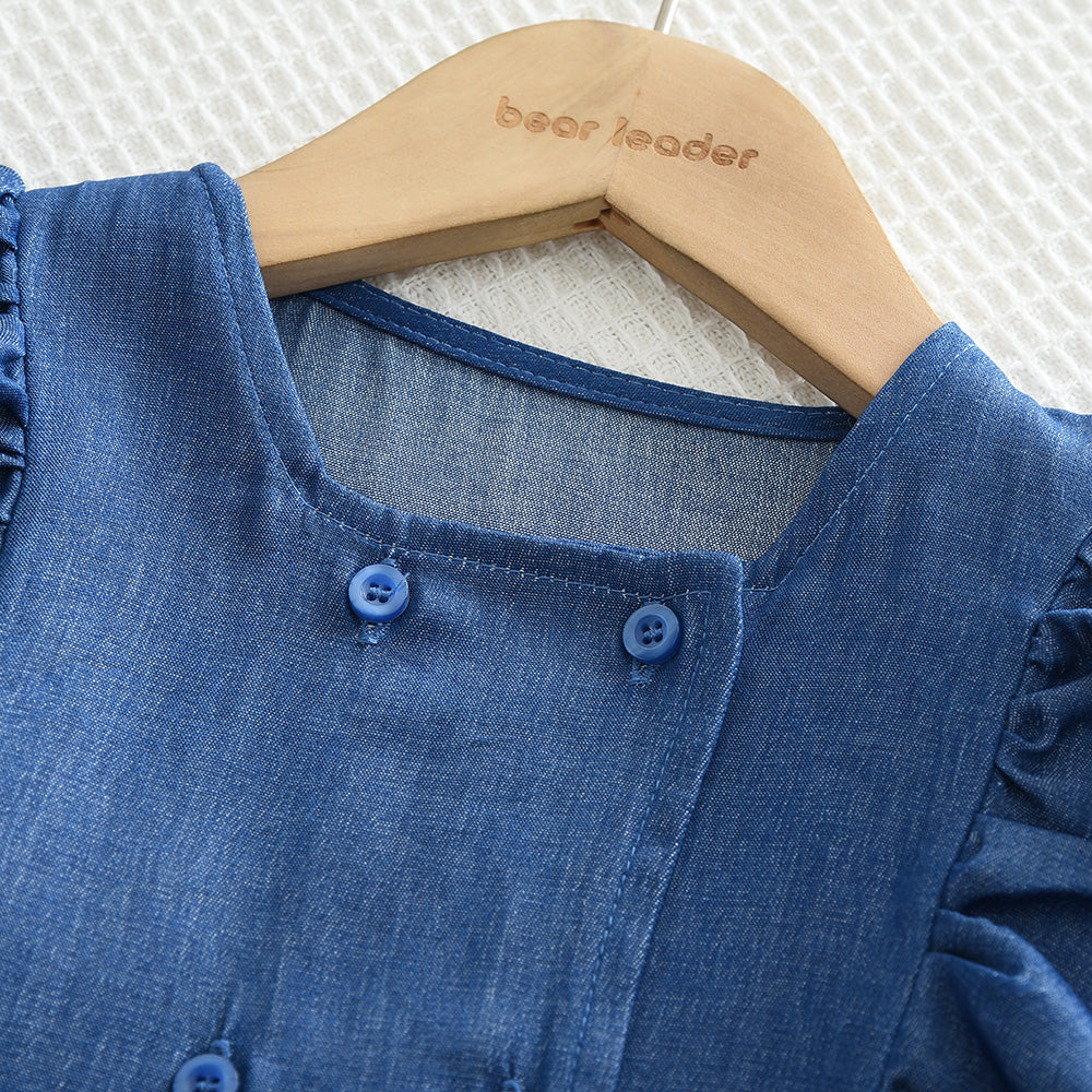 Girls‘ Ruffle Buttons Top+Pant Set