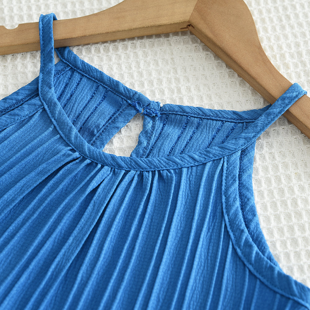 Girls' Vertical Stripes Sun-top+Trousers Set