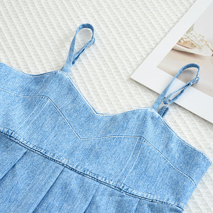 Girls' Fake Jean Sun-top Trousers Fashion Set