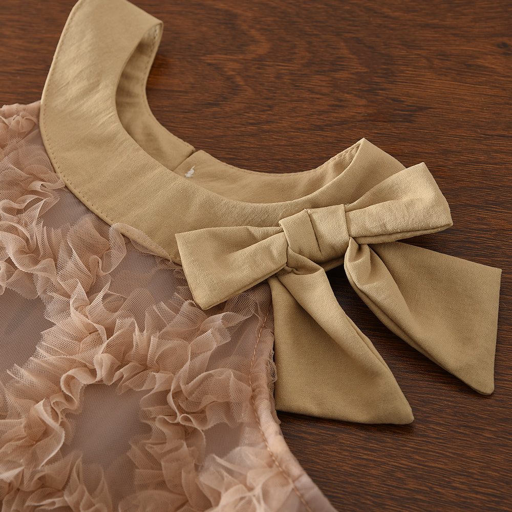 Mesh Flower Sun-Dress Cute Bow Summer Girls' Princess Dress