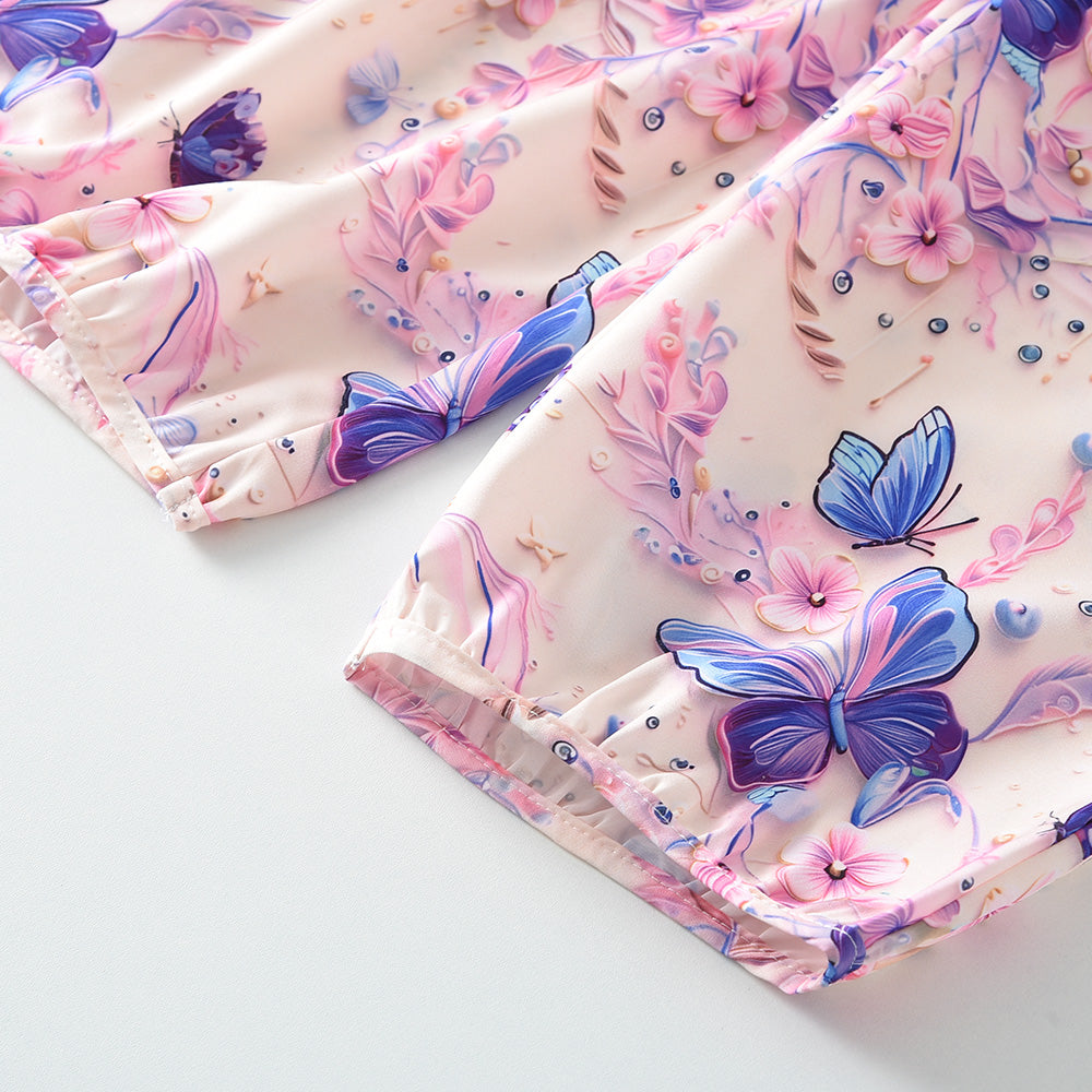 Girls' Butterfly Printing Bow-knot Set