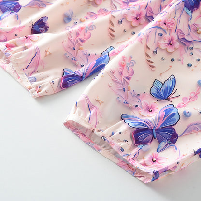 Girls' Butterfly Printing Bow-knot Set