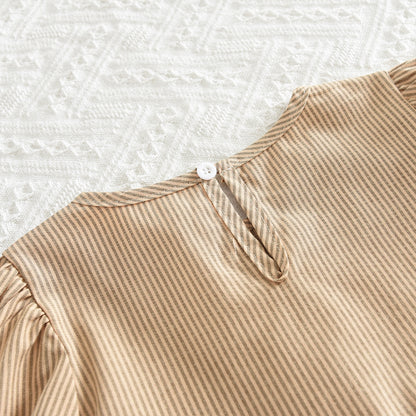 Stripes Bow Blouse+Trousers Girls' Stylish 2pcs Set