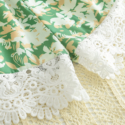 Girls' Printing Lace Shorts Set
