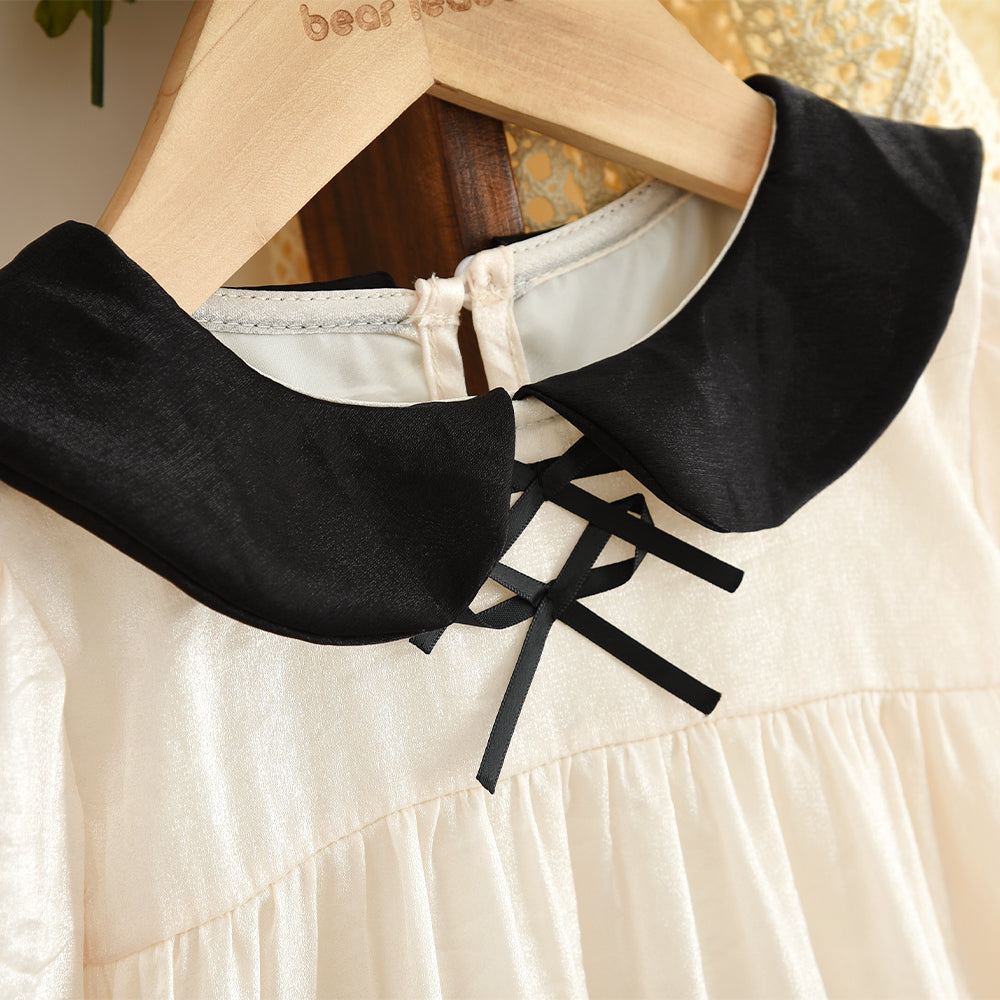 Girls' Long Sleeve Peter Pan Collar Cute Dress