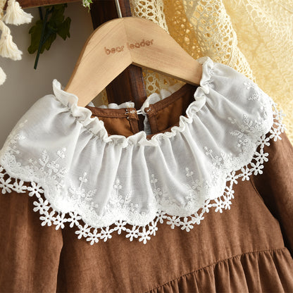 Girls' Lace Collar Vintage Courtly Dress