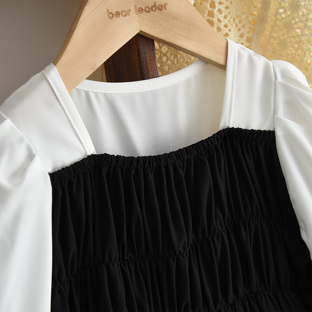 Girls' Bow-knot Patchwork Elegant Dress
