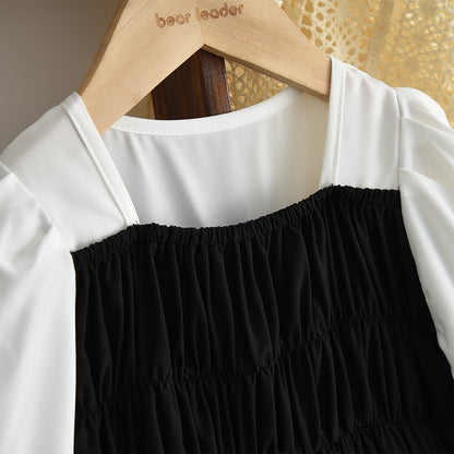 Girls' Bow-knot Patchwork Elegant Dress