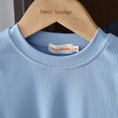 Girls' Long Sleeve T-shirt Plaid Lantern Pants+Free Bag 3pcs Set