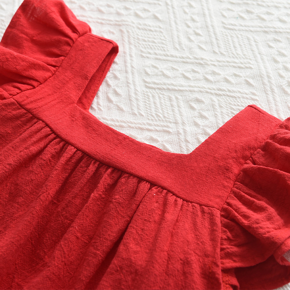 Girls' Silk Belt Vacation Cotton Dress