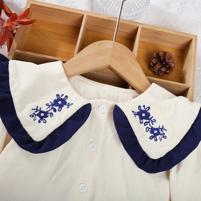 Girls' Embroidery Top+Bow-knot Skirt Set