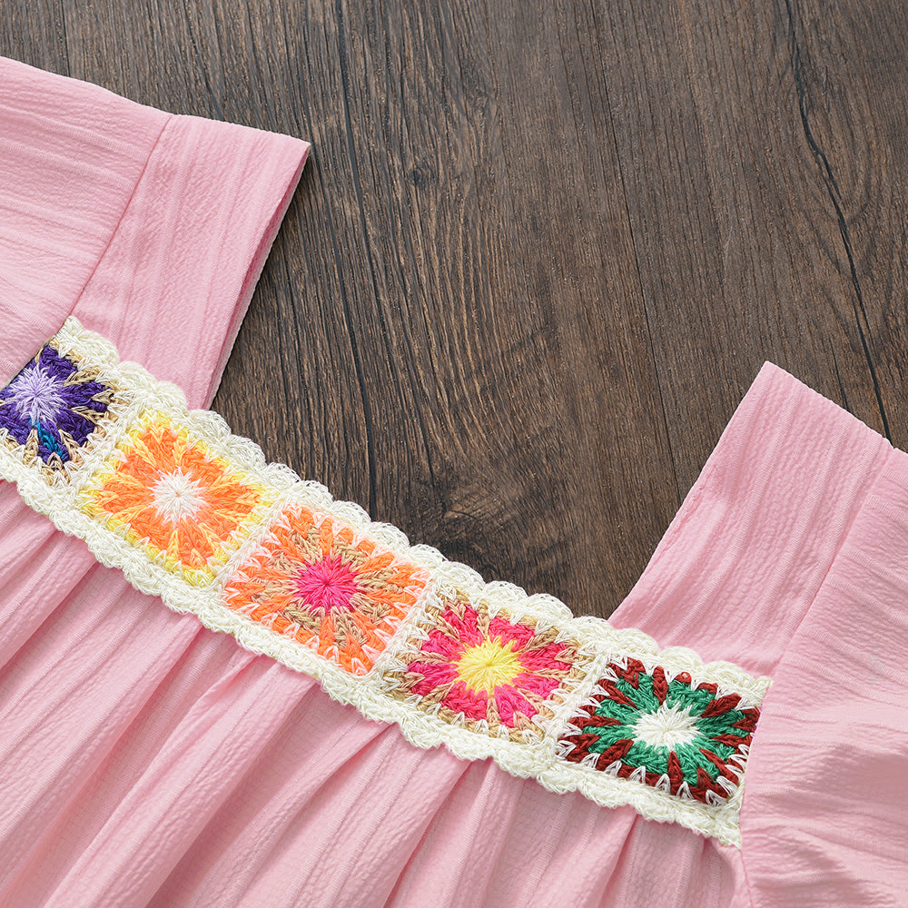 Girls' Ethnic Style Patch Shorts Set