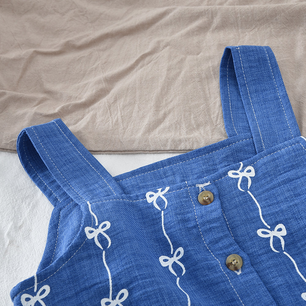 Girls' Bow-knot Printing Sun-top+Pant 2PCS Set