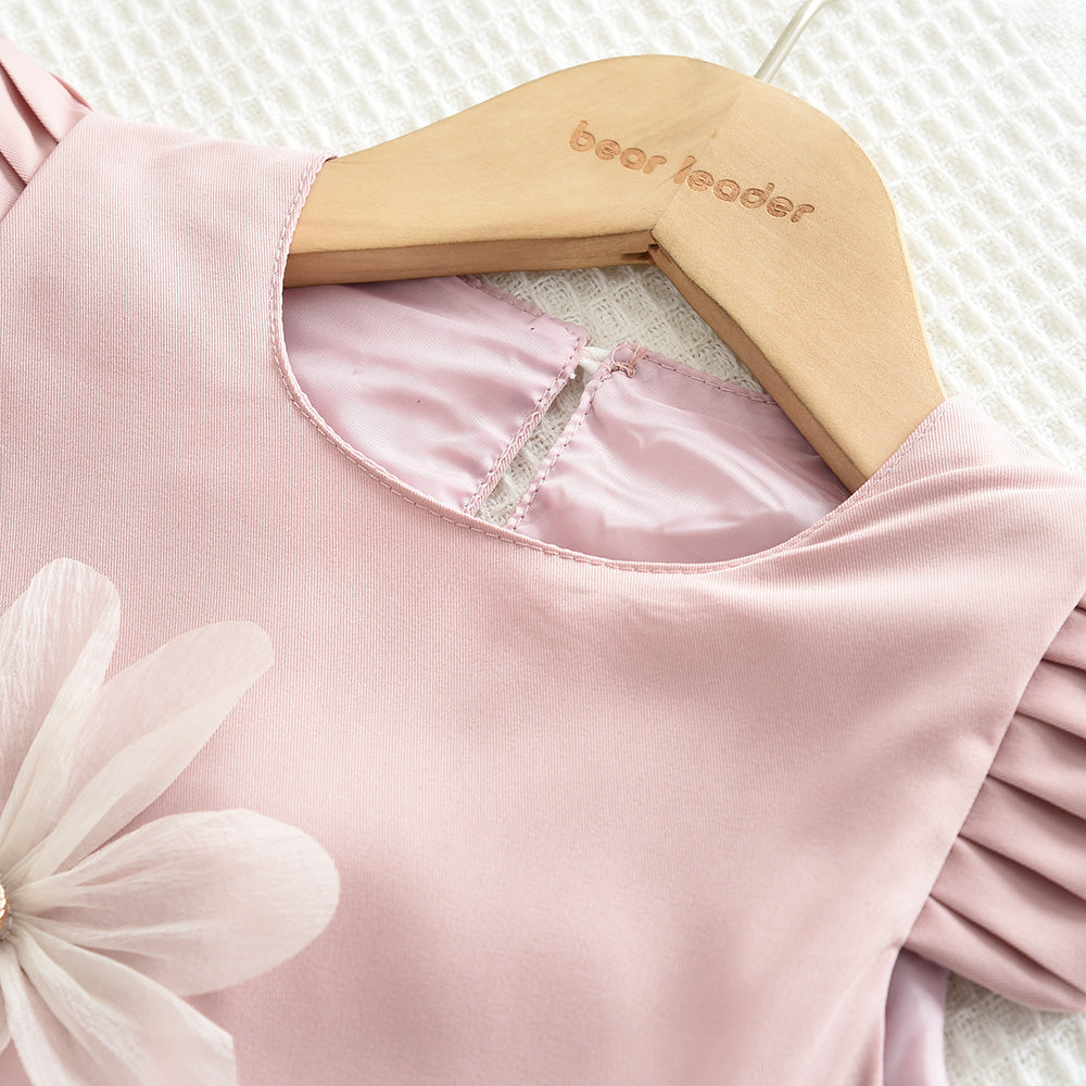 Girls' Elegant Three-dimensional Floral Dress