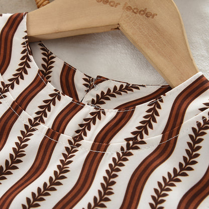 Stylish Stripes Ruffle 2pcs Set Girls' Vintage Summer Set