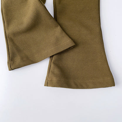 Girls' Loose Top+Flared Trousers Casual Set