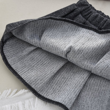 Girls' Pockets Ruffle Coat+Skirt 2pcs Vintage Set