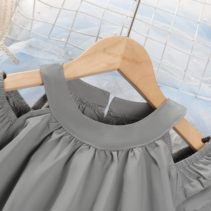 Girls' Short Sleeve Elegant Ceremonial Dress