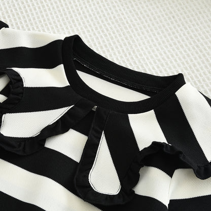 Girls' Strips Top+Skirt Classic Set