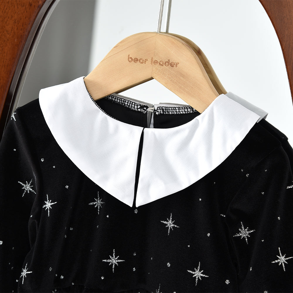 Girls' Starry Velvet Elegant Dress