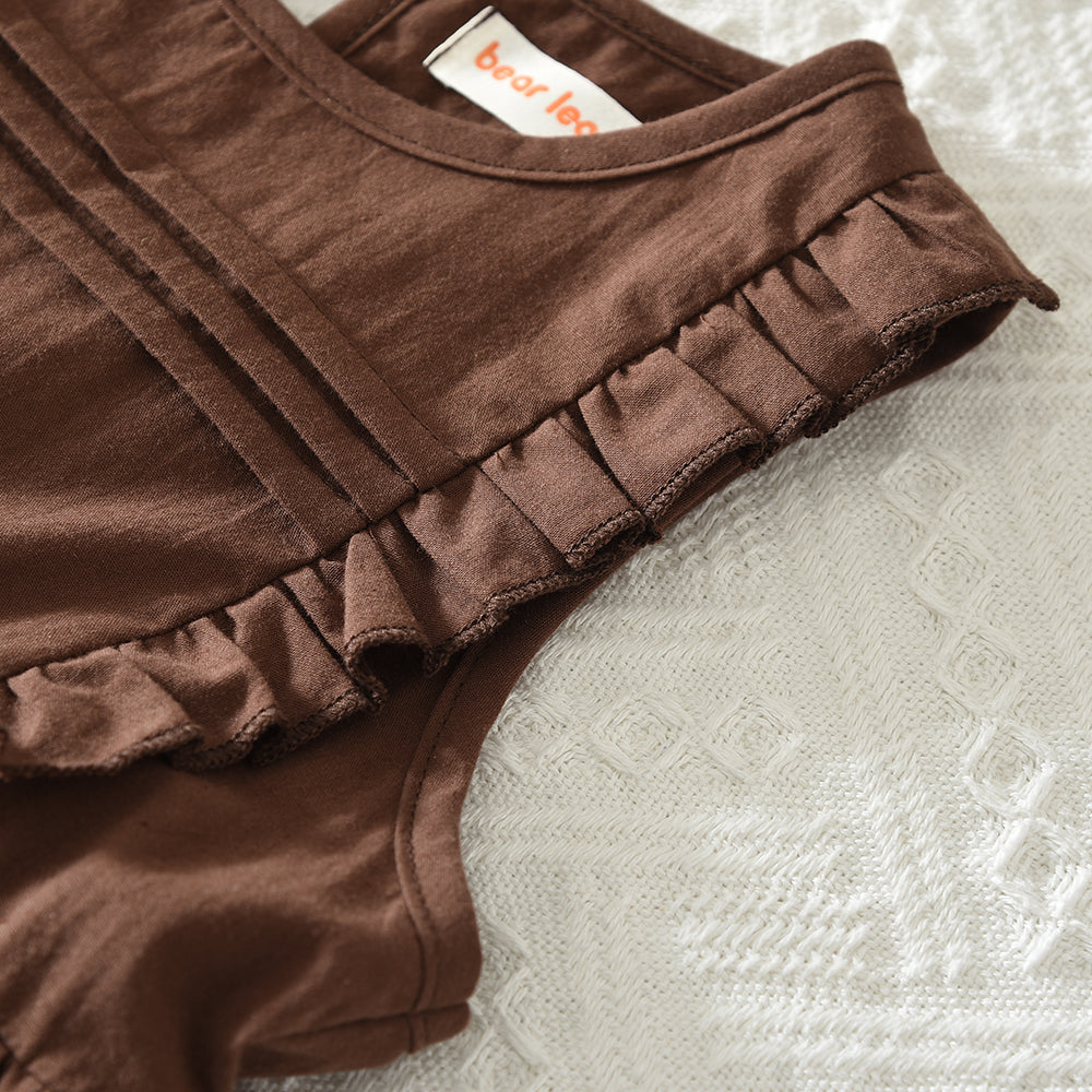 Sleeveless Casual Outfit 100% Cotton Ruffle Girls' Dress