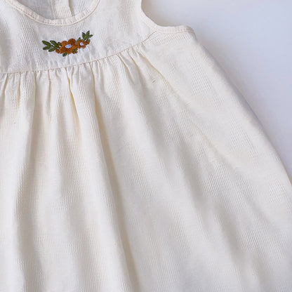 Girls' Floral Embroidery Cotton Dress