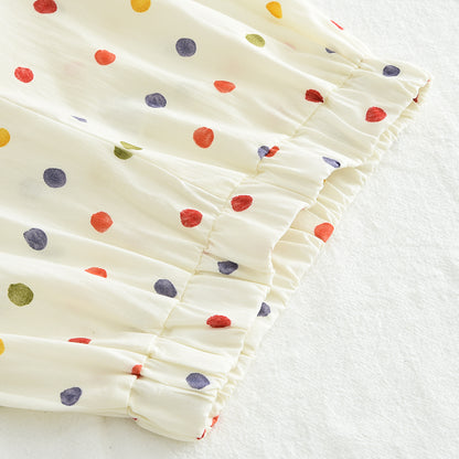 Girls' Colorful Polka Dots Trousers Cotton Set