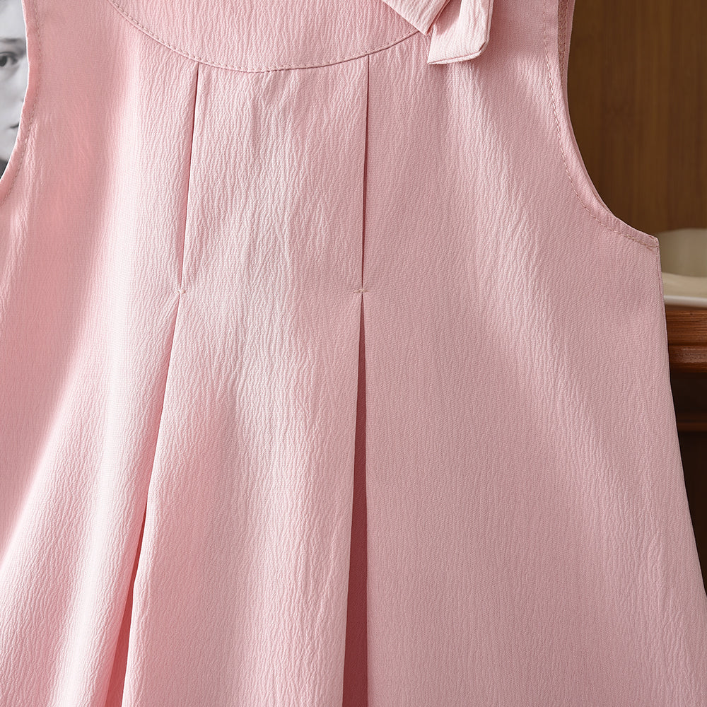 Simple Style Sleeveless Girls' Bow Dress