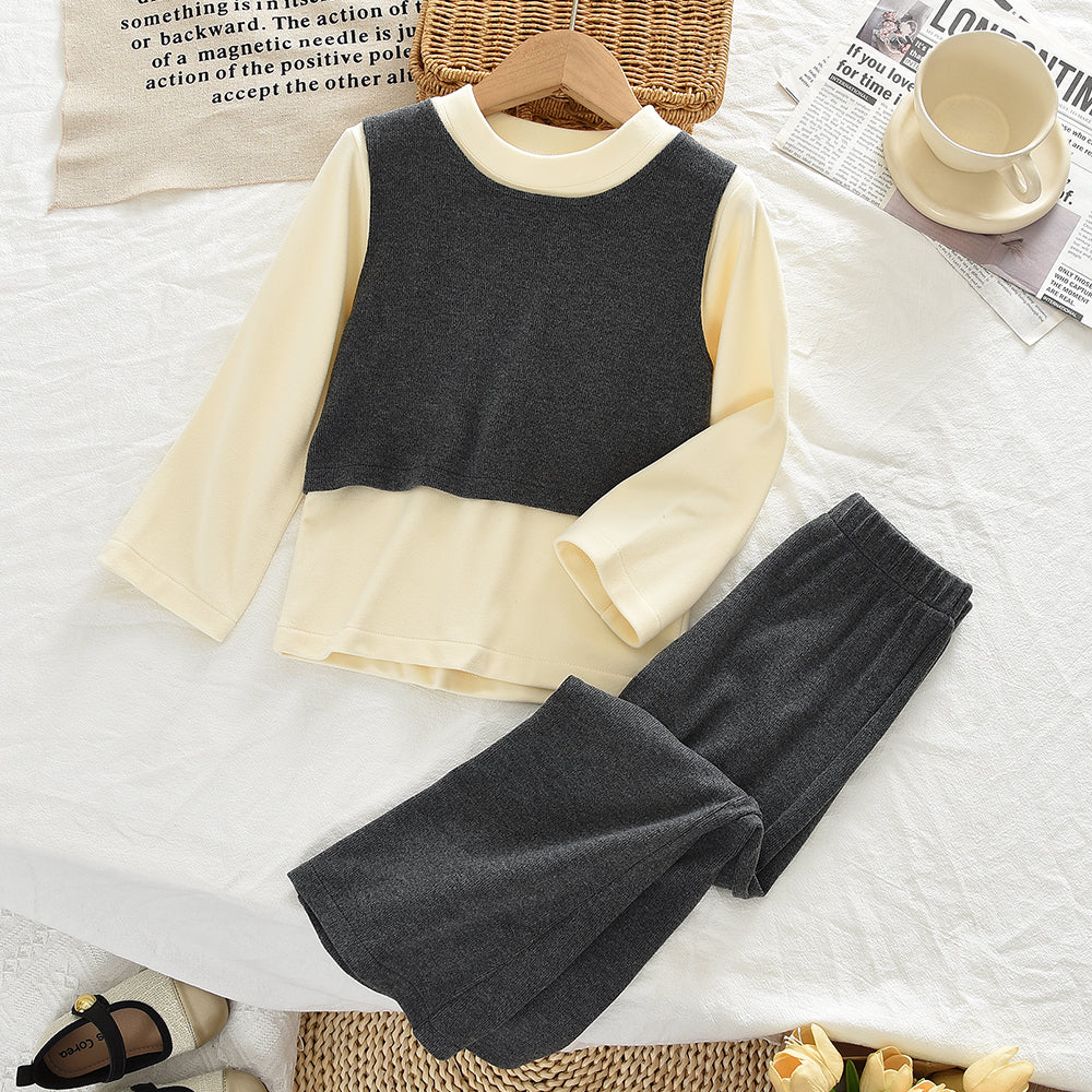 Long Sleeve T-shirt+Trousers 2pcs Casual Girls Clothes Fall&Winter Loungewear Set