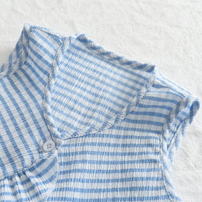 Girls' Strips Ruffle Loose Style Casual Set