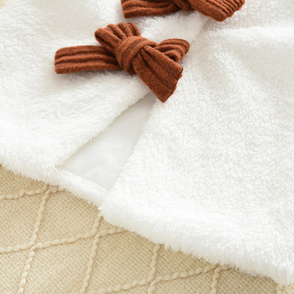 Girls' Knitted Dress+Fluffy Waistcoat Baby Set